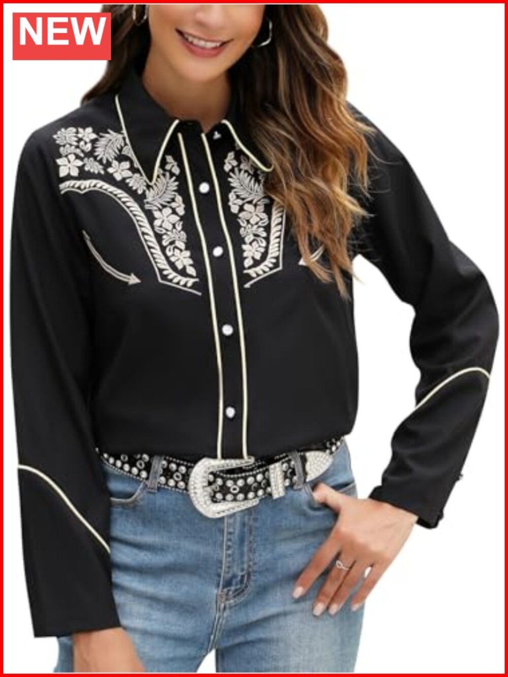 Embroidered Long Sleeve Button Down Shirt